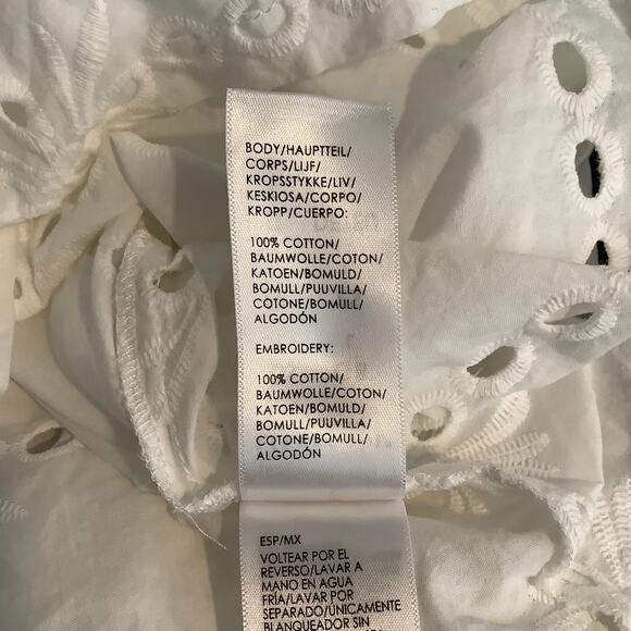 Liverpool White Eyelet Dolman Popover Blouse Top 3/4 Sleeves Scoop Neck Large - Picture 8 of 9